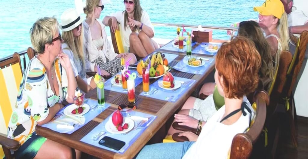 Buffet lunch served on Hurghada cruise boat